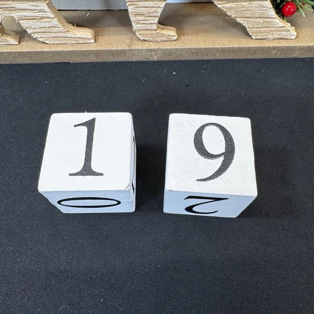 Christmas Tree Advent Countdown Wooden Farmhouse‎ Decor White Bear Rustic
